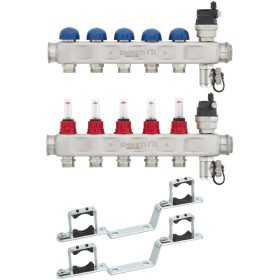   1" 10 körös áramlásmérős INOX osztó-gyűjtő 3/4"-os eurokónuszos csatlakozással