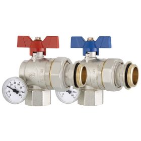 1" Sarok golyóscsap Kit - hőmérővel