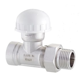   FULL Termosztatikus egyenes radiátorszelep 1/2” acélcsőhöz