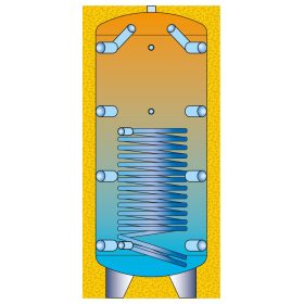   1500 N 1S Puffer tartály csőtekerccsel fűtési víz tárolására 1500 literes